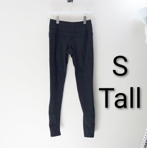 Athleta Mid Rise Black Tight Back Zip Pocket Size (Small Tall)